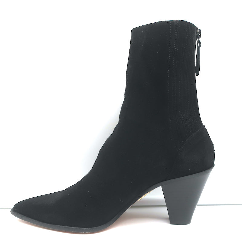 Aquazzura Saint Honore 70 Boots Black Suede Size 38.5 Pointed Toe High Heel