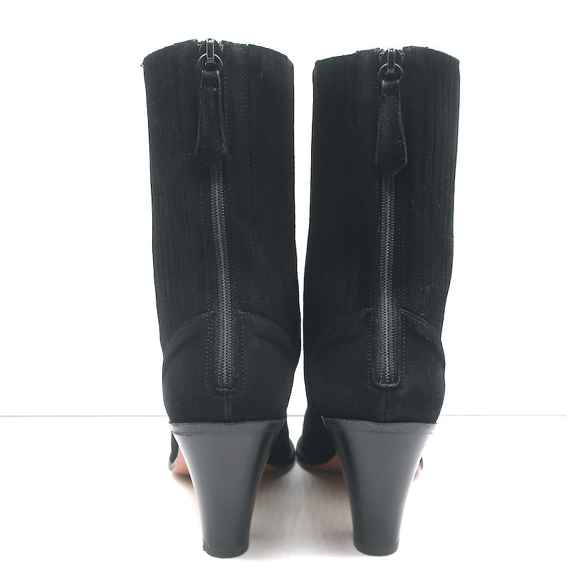 Aquazzura Saint Honore 70 Boots Black Suede Size 38.5 Pointed Toe High Heel