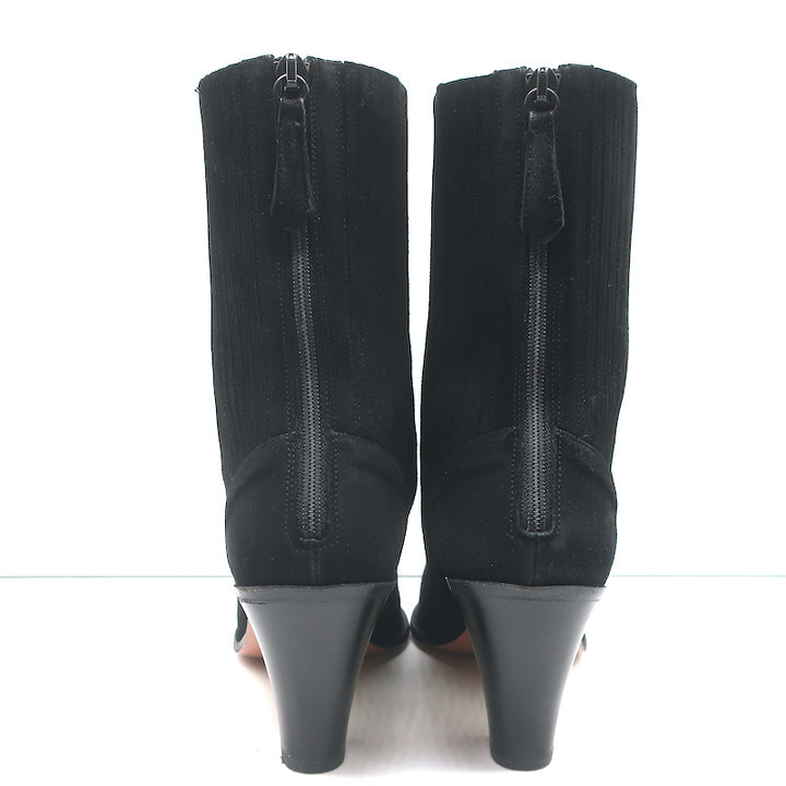 Aquazzura Saint Honore 70 Boots Black Suede Size 38.5 Pointed Toe High Heel