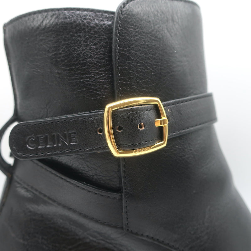 Celine Jodhpur Boots Black Leather Size 39 Mid-Heel Ankle Boots NEW
