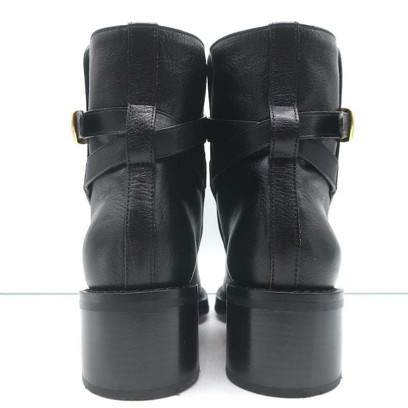 Celine Jodhpur Boots Black Leather Size 39 Mid-Heel Ankle Boots NEW