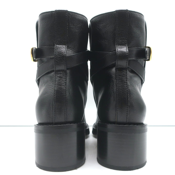 Celine Jodhpur Boots Black Leather Size 39 Mid-Heel Ankle Boots NEW