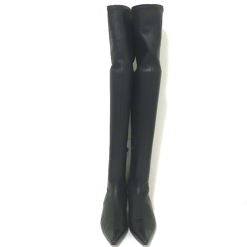 Khaite Over the Knee Boots Volos Black Stretch Leather Size 38