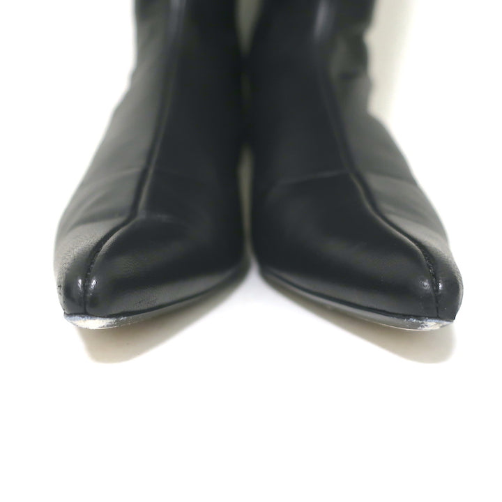 Khaite Over the Knee Boots Volos Black Stretch Leather Size 38 Kitten Heel