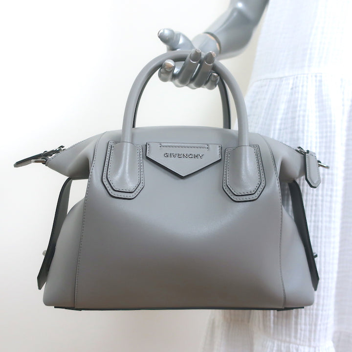 Givenchy Small Antigona Soft Bag Pearl Grey Leather Crossbody