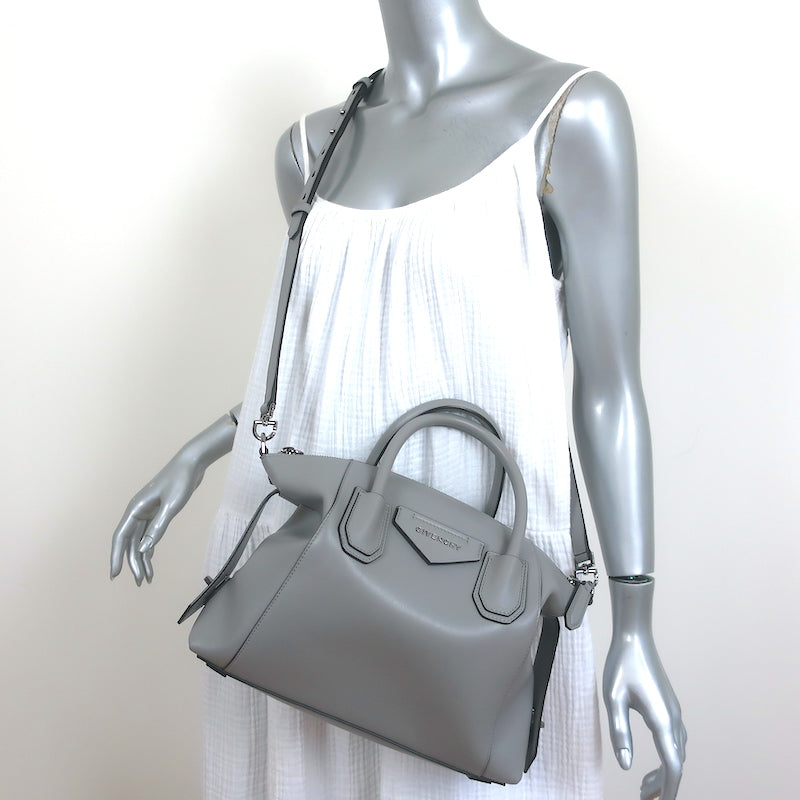 Givenchy Small Antigona Soft Bag Pearl Grey Leather Crossbody