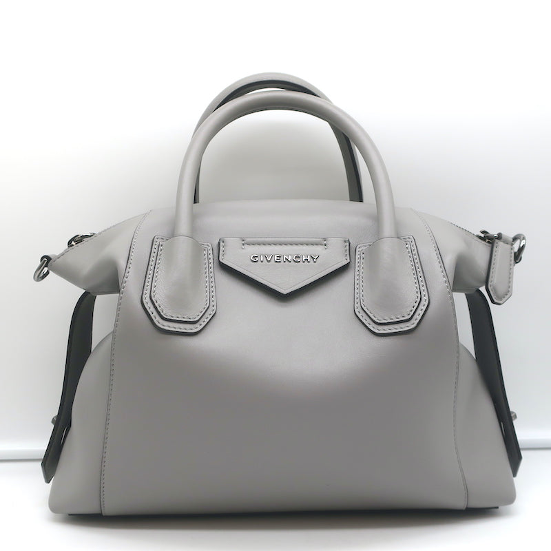 Givenchy Small Antigona Soft Bag Pearl Grey Leather Crossbody