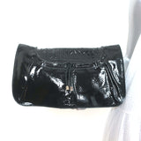 Salvatore Ferragamo Large Clutch Black Woven Patent Leather Bag