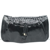 Salvatore Ferragamo Large Clutch Black Woven Patent Leather Bag