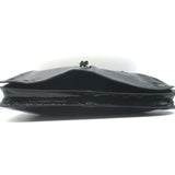 Salvatore Ferragamo Large Clutch Black Woven Patent Leather Bag