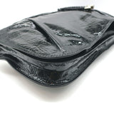 Salvatore Ferragamo Large Clutch Black Woven Patent Leather Bag