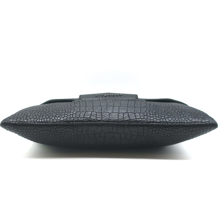 Givenchy Antigona Envelope Clutch Black Croc-Stamped Leather Bag