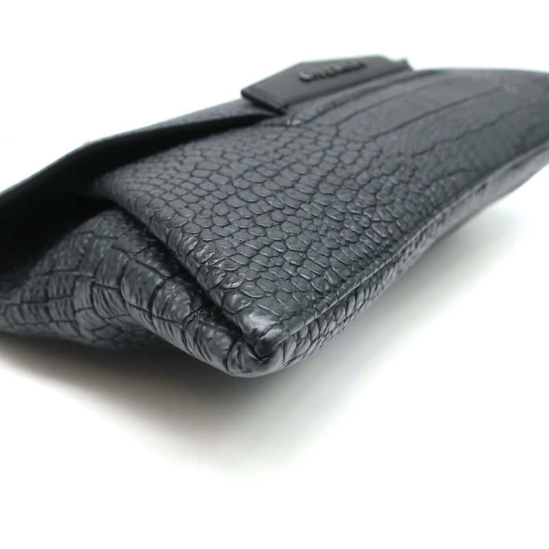 Givenchy Antigona Envelope Clutch Black Croc-Stamped Leather Bag