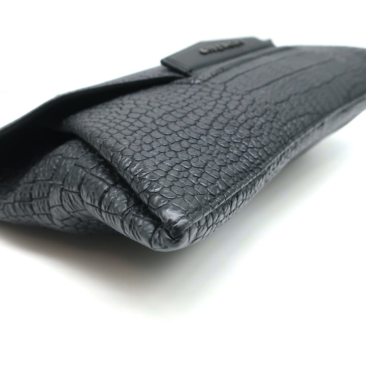 Givenchy Antigona Envelope Clutch Black Croc-Stamped Leather Bag