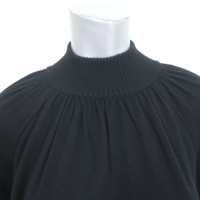Co Cashmere Mock Neck Sweater Black Size Small Blouson Sleeve Pullover