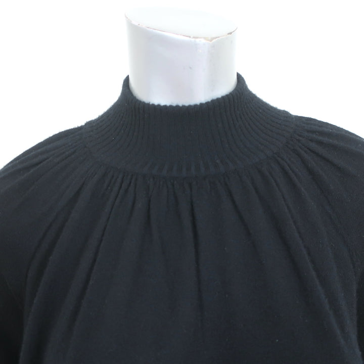 Co Cashmere Mock Neck Sweater Black Size Small Blouson Sleeve Pullover
