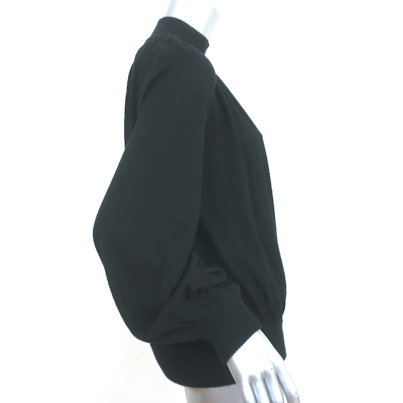 Co Cashmere Mock Neck Sweater Black Size Small Blouson Sleeve Pullover