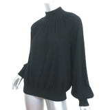 Co Cashmere Mock Neck Sweater Black Size Small Blouson Sleeve Pullover