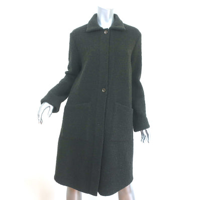 Peter Cohen Boucle Coat Very Dark Green Wool-Cotton Size Medium