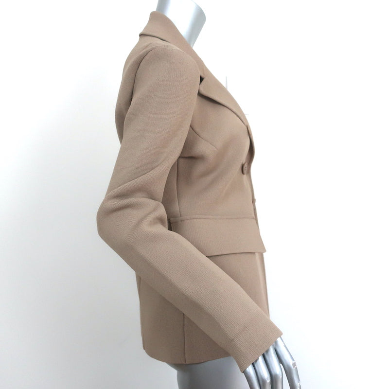 Scanlan Theodore Double Breasted Tailored Jacket Camel Crepe Knit Size Medium