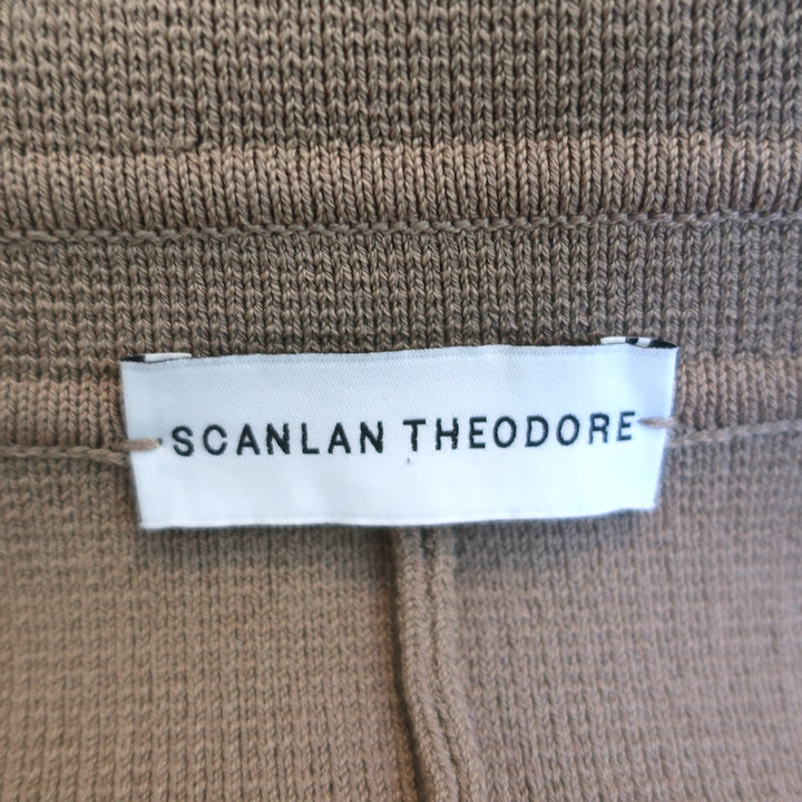 Scanlan Theodore Double Breasted Tailored Jacket Camel Crepe Knit Size Medium
