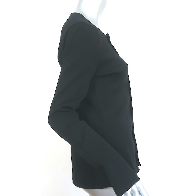 Scanlan Theodore Curved Hem Zip-Up Jacket Black Crepe Knit Size Medium