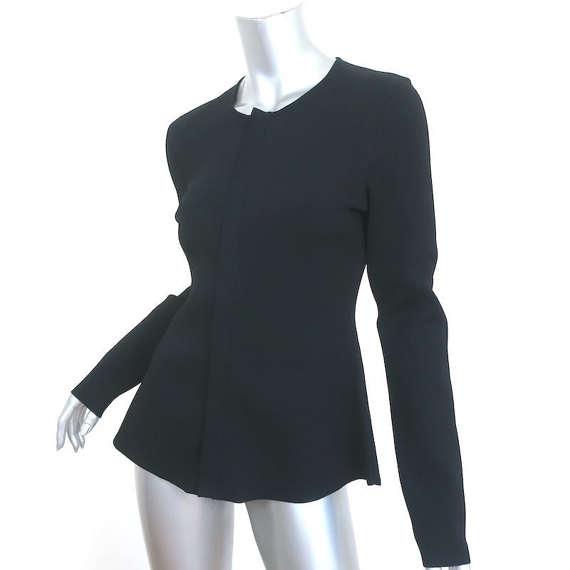 Scanlan Theodore Curved Hem Zip-Up Jacket Black Crepe Knit Size Medium