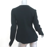 Scanlan Theodore Curved Hem Zip-Up Jacket Black Crepe Knit Size Medium