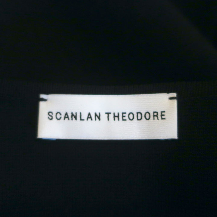 Scanlan Theodore Curved Hem Zip-Up Jacket Black Crepe Knit Size Medium