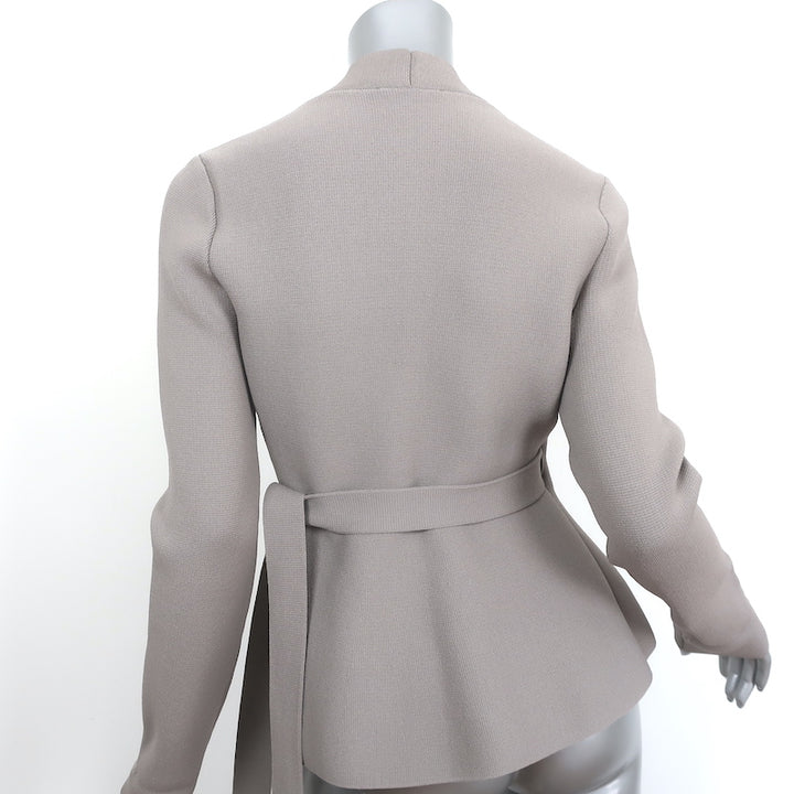 Scanlan Theodore Peplum Wrap Jacket Light Gray Crepe Knit Size Medium