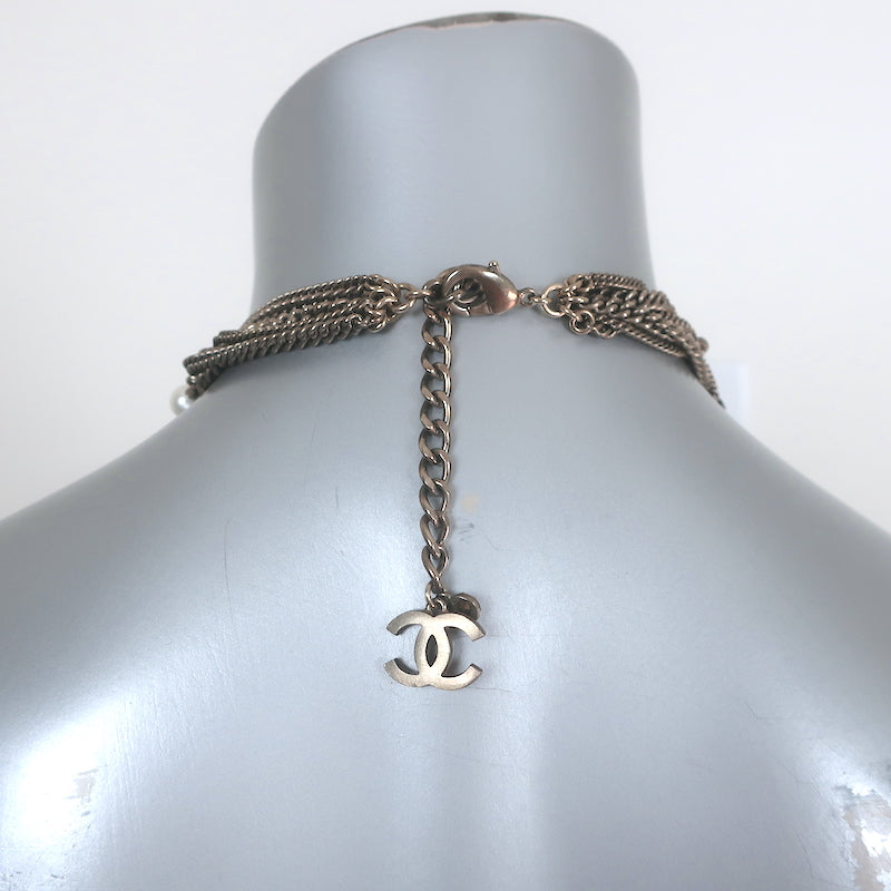 Chanel 06P Runway CC Feather Necklace Draped Chains Pearls &amp; Beads