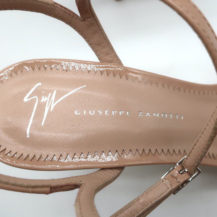 Giuseppe Zanotti Crystal-Embellished Sandals Ellie Nude Patent Size 39.5 NEW