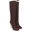 Chanel Pearl Heel Knee High Boots Bordeaux Leather Size 39