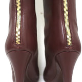Chanel Pearl Heel Knee High Boots Bordeaux Leather Size 39