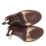 Chanel Pearl Heel Knee High Boots Bordeaux Leather Size 39