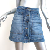 Veronica Beard Getty Button-Front Denim Mini Skirt Faded Cloud Wash Size 26