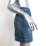 Veronica Beard Getty Button-Front Denim Mini Skirt Faded Cloud Wash Size 26