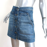 Veronica Beard Getty Button-Front Denim Mini Skirt Faded Cloud Wash Size 26