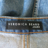 Veronica Beard Getty Button-Front Denim Mini Skirt Faded Cloud Wash Size 26