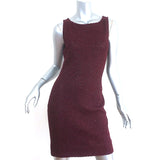 St. John Sleeveless Sheath Dress Burgundy Metallic Knit Size 4