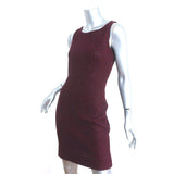 St. John Sleeveless Sheath Dress Burgundy Metallic Knit Size 4