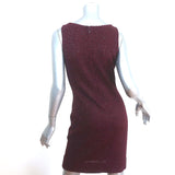 St. John Sleeveless Sheath Dress Burgundy Metallic Knit Size 4