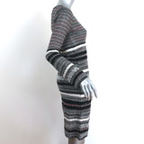 M Missoni Long Sleeve Dress Black/Pink Metallic Striped Knit Size 40