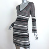 M Missoni Long Sleeve Dress Black/Pink Metallic Striped Knit Size 40