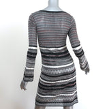 M Missoni Long Sleeve Dress Black/Pink Metallic Striped Knit Size 40