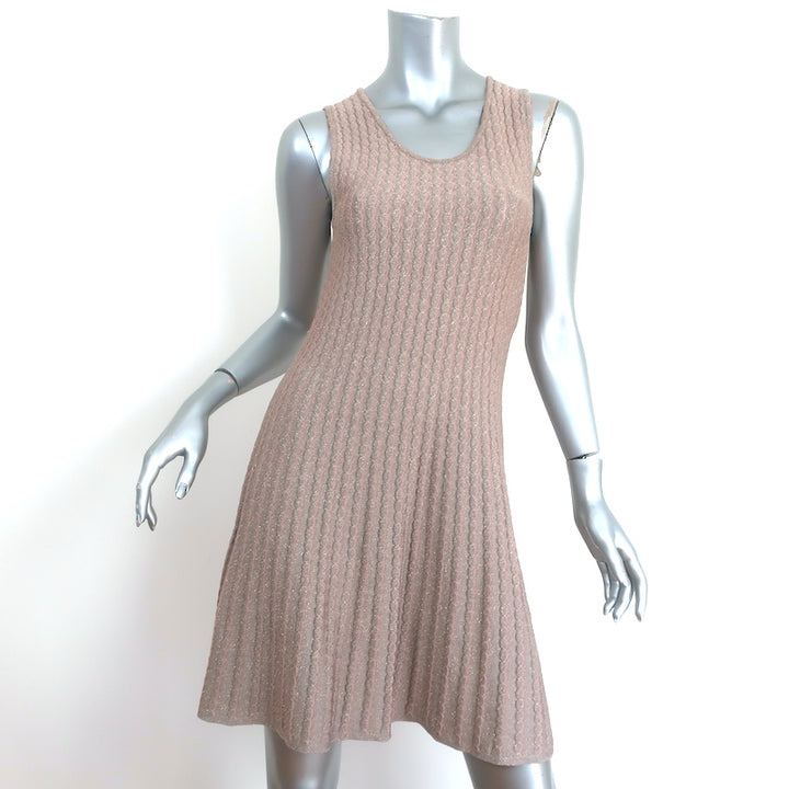 M Missoni Dress Blush/Gold Metallic Scallop Knit Size 42 Sleeveless Fit &amp; Flare
