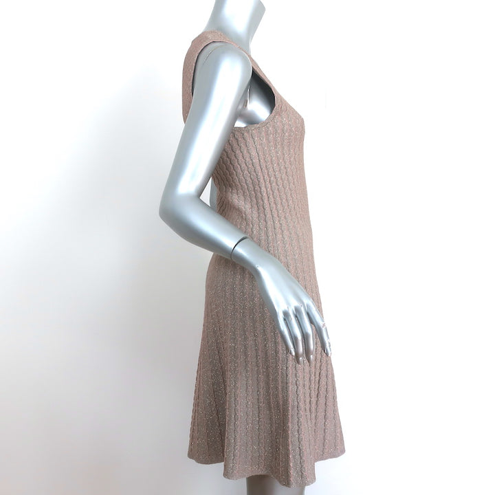 M Missoni Dress Blush/Gold Metallic Scallop Knit Size 42 Sleeveless Fit &amp; Flare