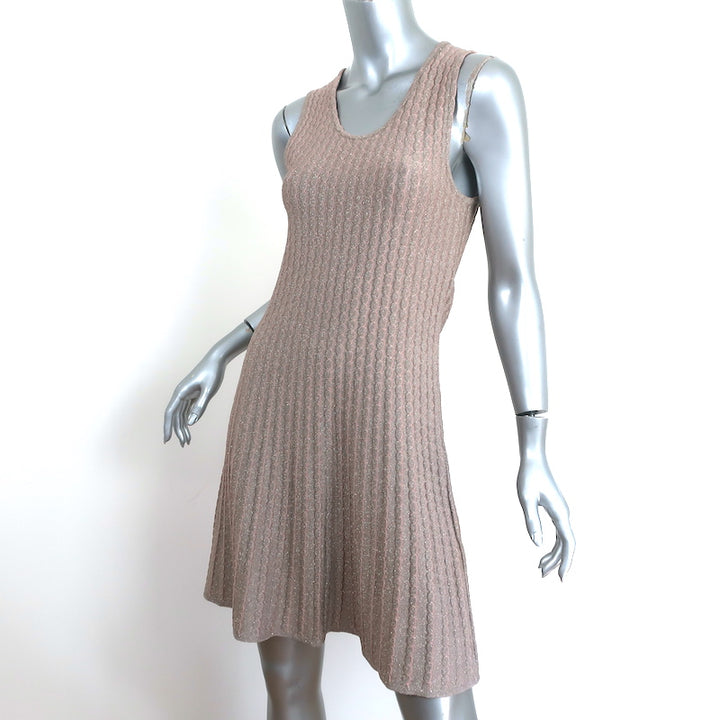 M Missoni Dress Blush/Gold Metallic Scallop Knit Size 42 Sleeveless Fit &amp; Flare