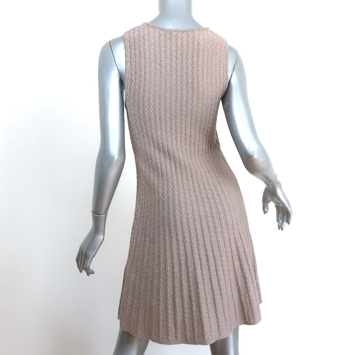 M Missoni Dress Blush/Gold Metallic Scallop Knit Size 42 Sleeveless Fit &amp; Flare