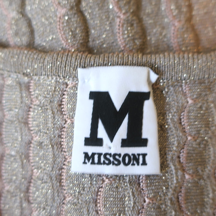 M Missoni Dress Blush/Gold Metallic Scallop Knit Size 42 Sleeveless Fit &amp; Flare